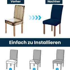 jabeick Stuhlhussen Samt 4er Set, Universell Stretch Stuhlbezug für Esszimmer