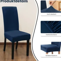 jabeick Stuhlhussen Samt 4er Set, Universell Stretch Stuhlbezug für Esszimmer