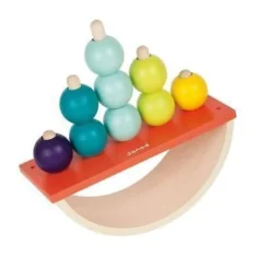 JANOD Wackelturm Holz Steckspiel Stapelturm mit 9 Kugeln NEU 26cm Motorikspiel