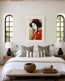 Japan Poster · Geschenkidee · Geisha Kirschblüten Koi und Lotus im Japandi St