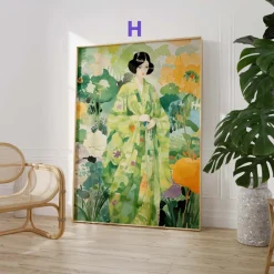 Japan Poster · Geschenkidee · Geisha Kirschblüten Koi und Lotus im Japandi St