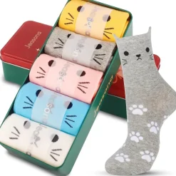 Jeasona 5 Paar Damen Socken Bunt Baumwolle Tiermuster Süß