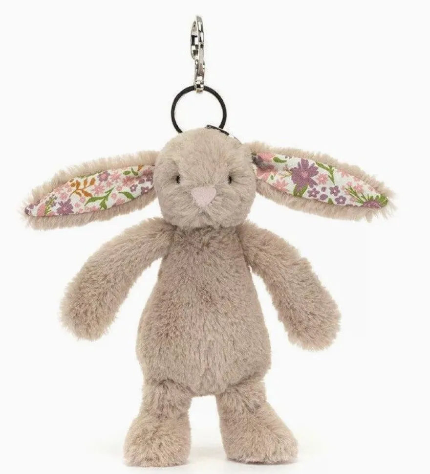 Jellycat Plüschtier-Anhänger, brauner Hase mit Blumenmuster, 10 cm