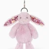 Jellycat Plüschtier-Anhänger, Blumenbusch, lila-bernsteinfarbenes Kaninchen, 10 cm