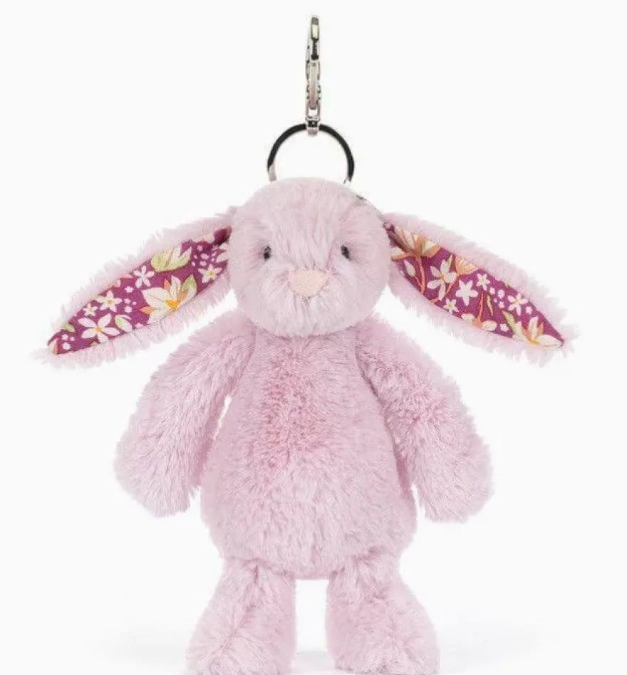Jellycat Plüschtier-Anhänger, Blumenbusch, lila-bernsteinfarbenes Kaninchen, 10 cm