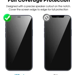 JETech Displayschutzfolie für iPhone 12/12 Pro 6,1 Zoll, 3 Stück, Gehärtetes