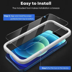 JETech Displayschutzfolie für iPhone 12/12 Pro 6,1 Zoll, 3 Stück, Gehärtetes