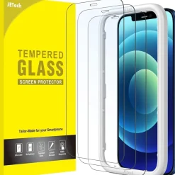 JETech Displayschutzfolie für iPhone 12/12 Pro 6,1 Zoll, 3 Stück, Gehärtetes
