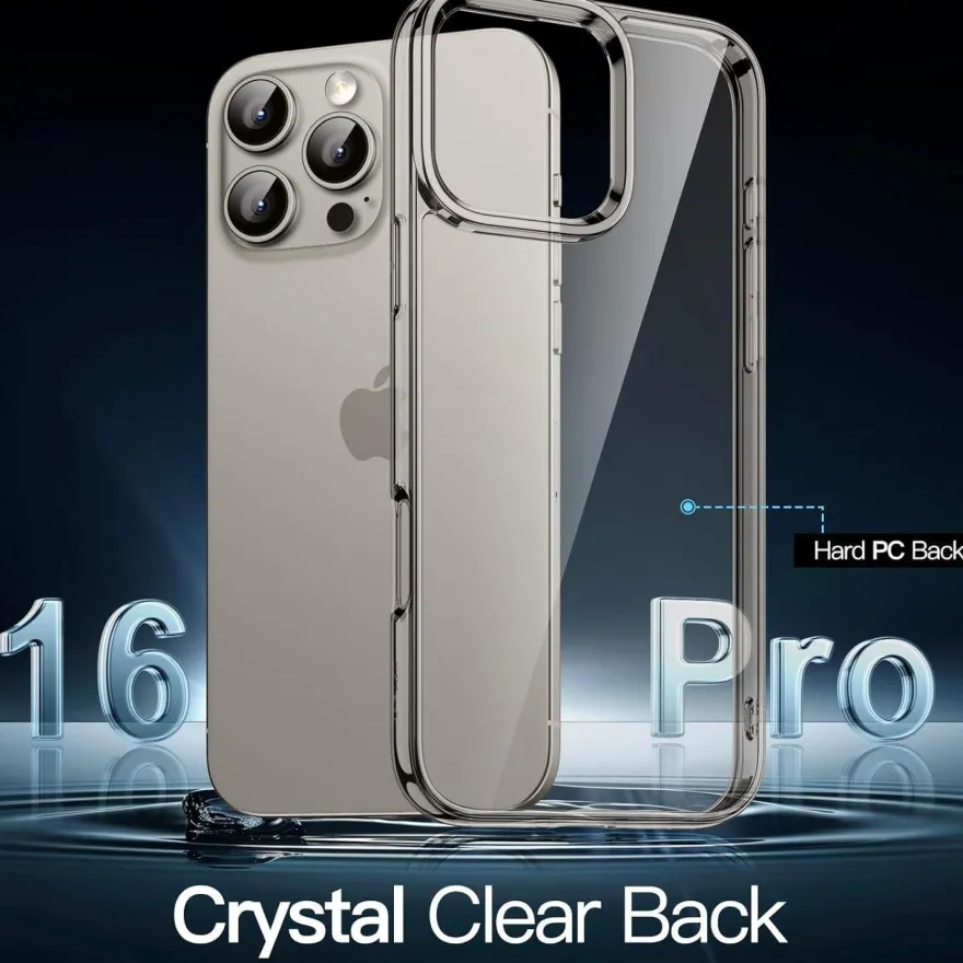 JETech Hülle für iPhone 16 Pro 6,3 Zoll - Transparent, Stoßfest, Anti-Kratzer