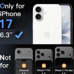 JETech Kameraschutz für iPhone 17 6,3 Zoll, 9H Gehärtetes Glas, Anti-Kratzer