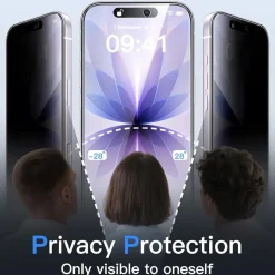 JETech Sichtschutzfolie für iPhone 17 (6,3 Zoll) - Anti-Spy, Gehärtetes Glas, 2