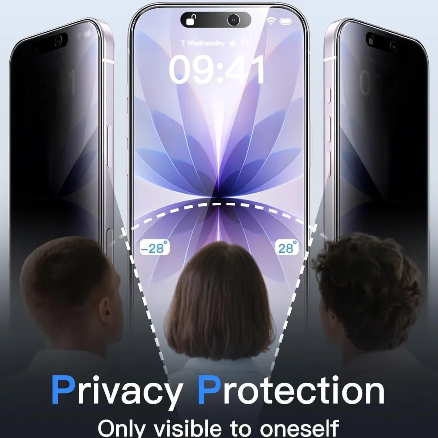 JETech Sichtschutzfolie für iPhone 17 (6,3 Zoll) - Anti-Spy, Gehärtetes Glas, 2