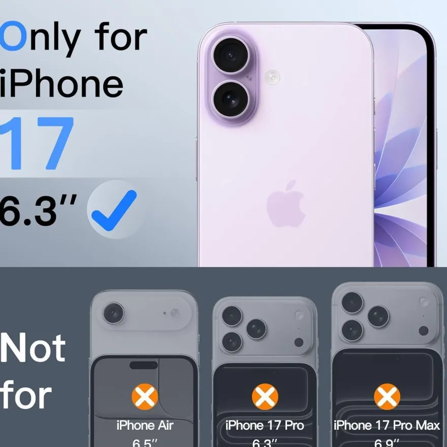 JETech Sichtschutzfolie für iPhone 17 (6,3 Zoll) - Anti-Spy, Gehärtetes Glas, 2