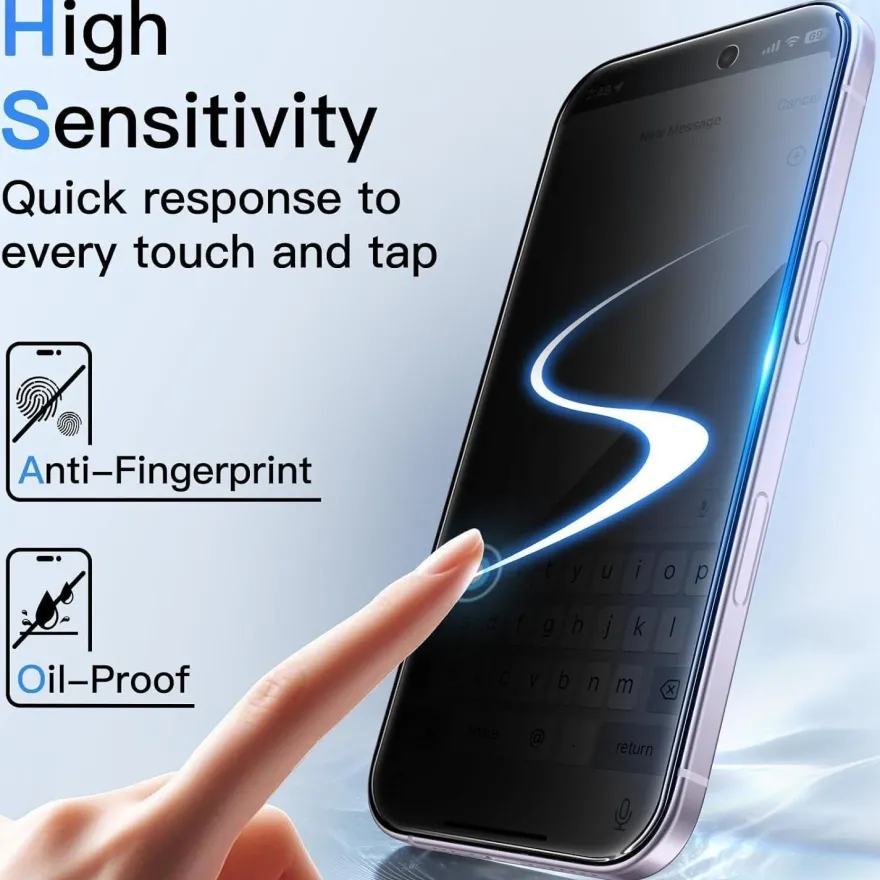 JETech Sichtschutzfolie für iPhone 17 (6,3 Zoll) - Anti-Spy, Gehärtetes Glas, 2