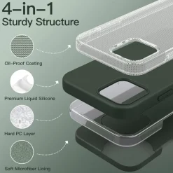 JETech Silikon Hülle für iPhone 12/12 Pro 6,1 Zoll, Ganzkörper Handyhülle mit