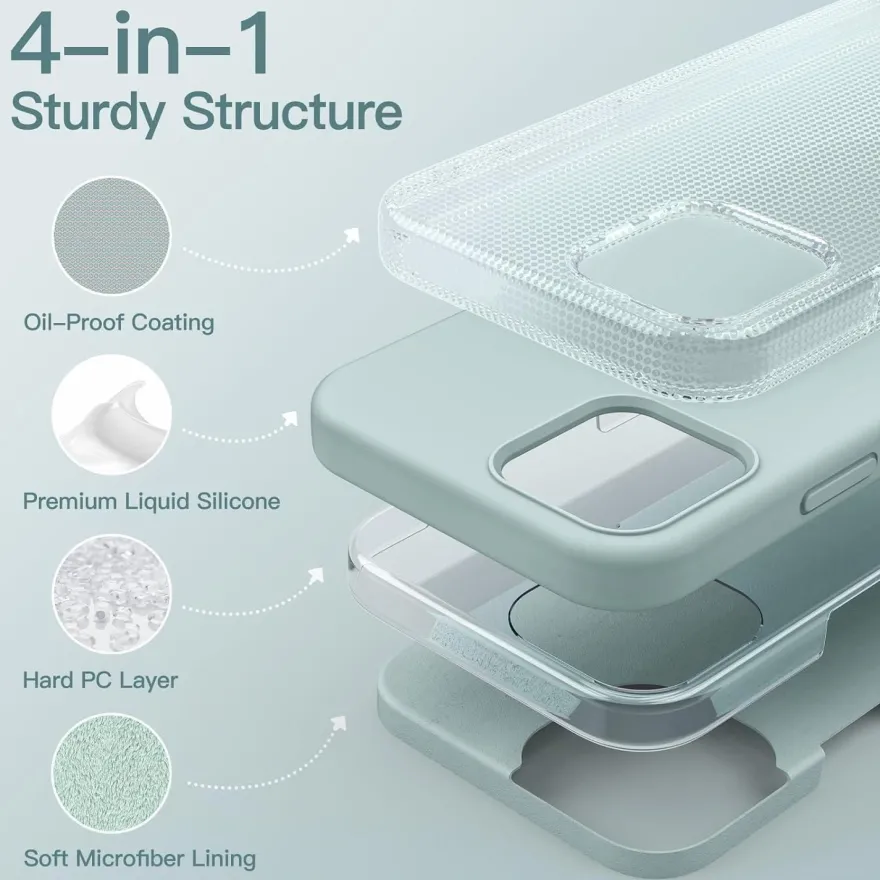 JETech Silikon Hülle für iPhone 12/12 Pro 6,1 Zoll - Stoßfest & Seidig-Weich