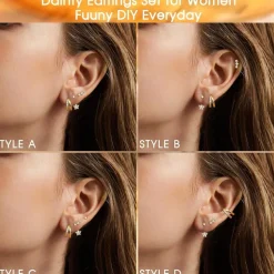 JeweBella 3 Paar Ohrringe Set Silber/Gold Damen Mädchen 925 Sterling Silber