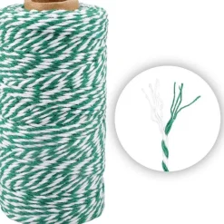 jijAcraft Baumwoll-Schnur Grün/Weiß, 100m, 2mm - Vielseitig für Basteln
