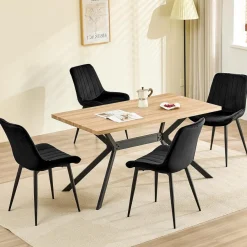 JIJIAN Esszimmerstühle 6er Set, Polsterstühle aus Samt mit Rückenlehne und