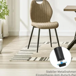 JIJIAN Esszimmerstühle 4er Set, Polsterstühle mit Stoff-Rückenlehne und