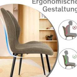 JIJIAN Esszimmerstühle 4er Set, Polsterstühle mit Stoff-Rückenlehne und