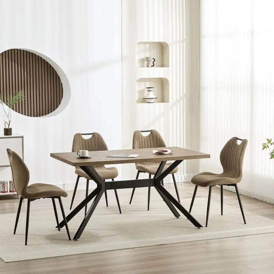 JIJIAN Esszimmerstühle 4er Set, Polsterstühle mit Stoff-Rückenlehne und