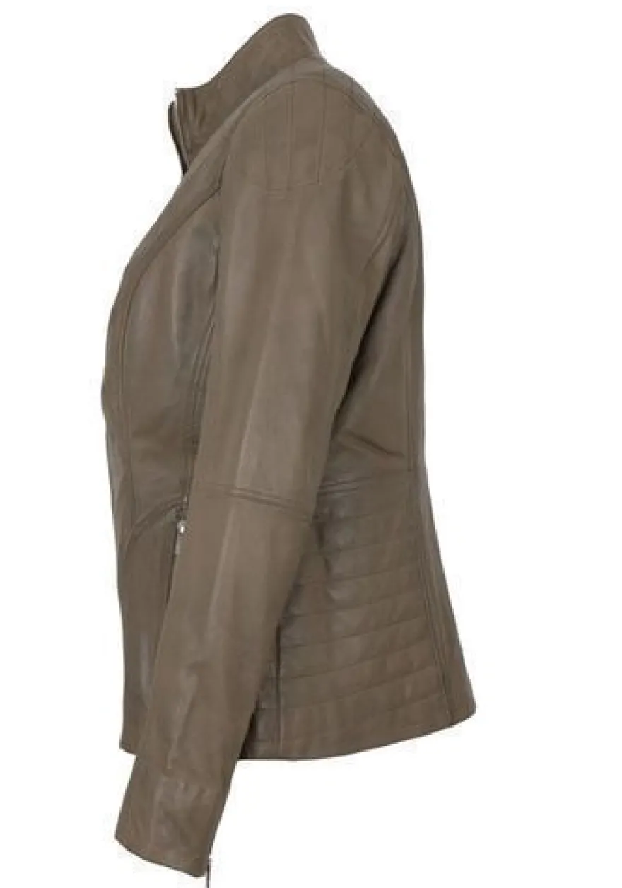 Jilani - Damen Lederjacke Lammnappa dark sand