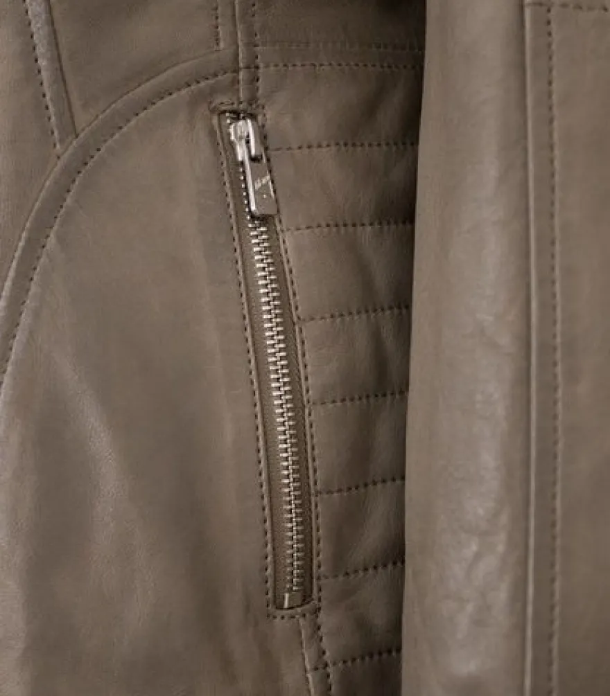 Jilani - Damen Lederjacke Lammnappa dark sand
