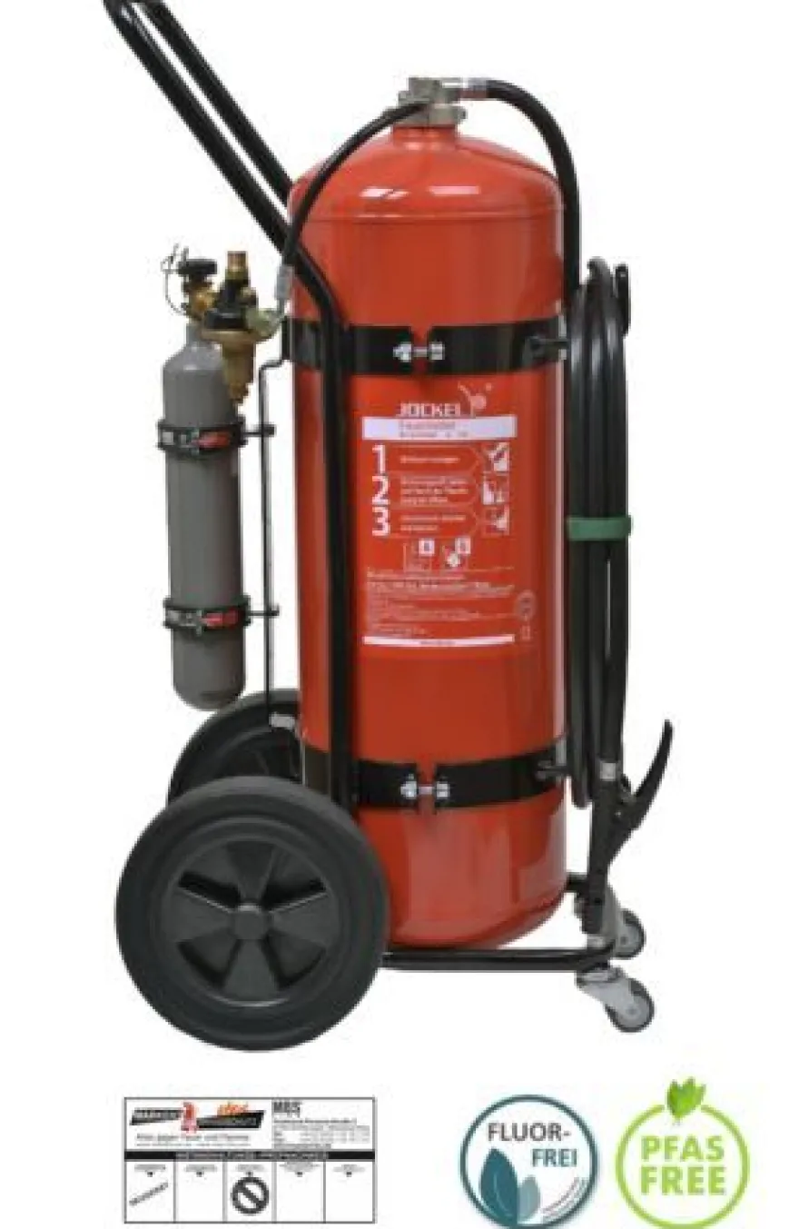 Jockel S50J EXT GREEN 2.0 Auflade Schaum Feuerlöscher, fahrbar inkl. Plakette,