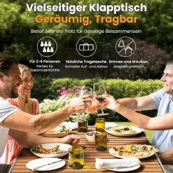 Join Nature Campingtisch Alu Klappbar für 6 Personen, 118x70cm, bis 100kg