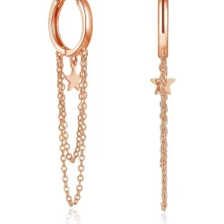 Josfeva Silber Damen Creolen Ohrringe Hängend 925 Sterling Rosegold Tropfen