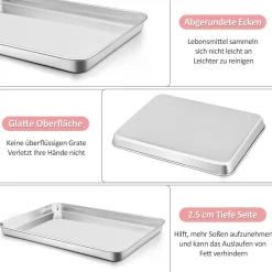 Joyfair Edelstahl Backblech mit Abkühlgitter Set 40.5x30.5x2.5cm