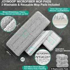 Joymoop Wischmopp mit Eimer und Auswringer, flaches Squeeze-Mopp-Set für Boden