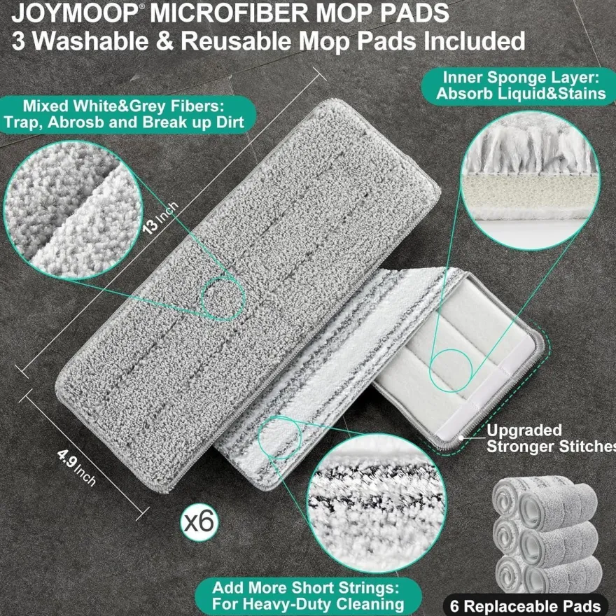 Joymoop Wischmopp mit Eimer und Auswringer, flaches Squeeze-Mopp-Set für Boden