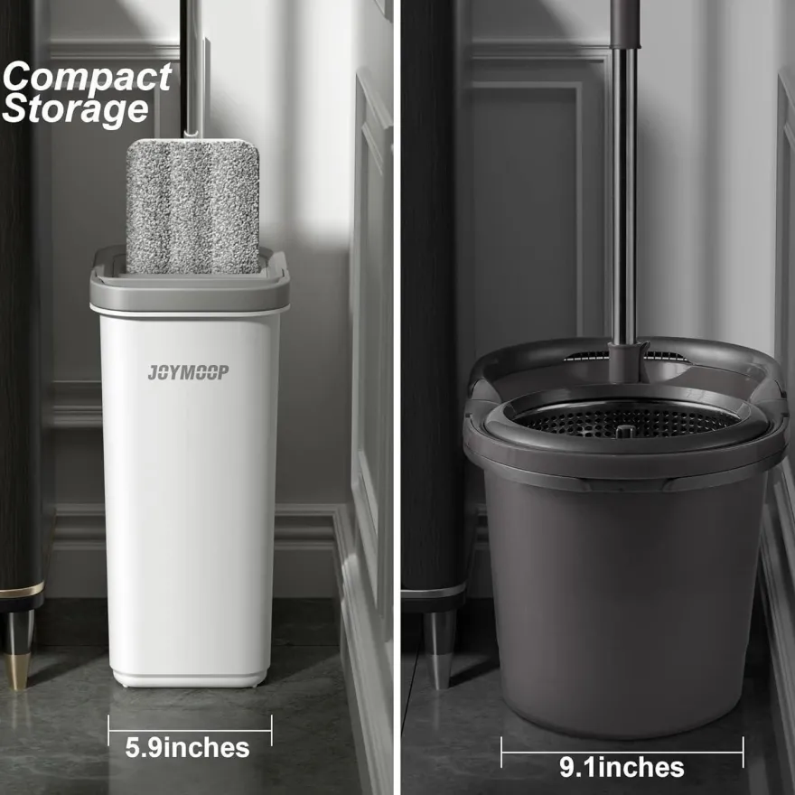 Joymoop Wischmopp mit Eimer und Auswringer, flaches Squeeze-Mopp-Set für Boden