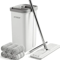 Joymoop Wischmopp mit Eimer und Auswringer, flaches Squeeze-Mopp-Set für Boden