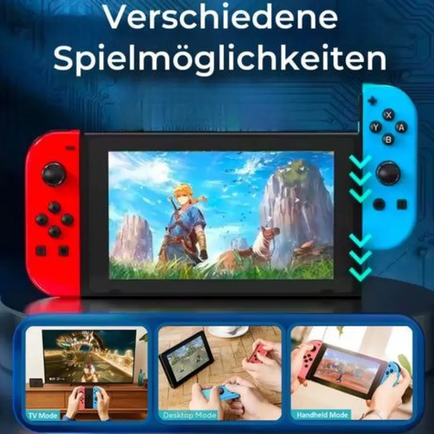 Joypad (L/R) kompatibel mit Switch, Gamepad Controller mit LED/Turbo/Wake-up/Screensh