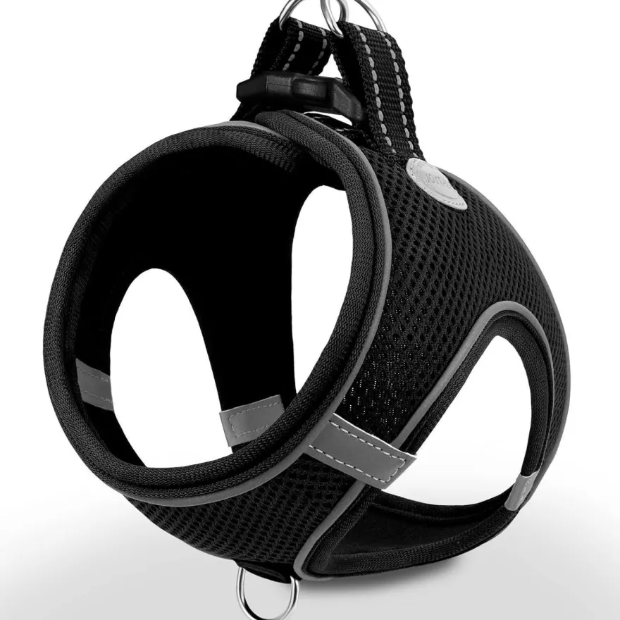 Joytale Hundegeschirr XL Schwarz, Reflektierend & Gepolstert, Air-Mesh