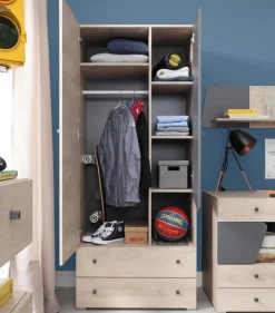 Jugendzimmer Kinderzimmer komplett Davis Set A 5-tlg. Schrank, Schreibtisch, Regale