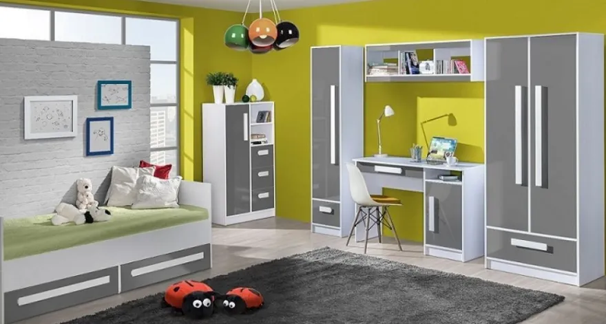 Jugendzimmer Kinderzimmer komplett Gerome Set C 7-tlg. Hochglanz Farbauswahl