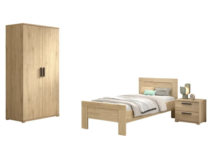 Jugendzimmer Set Keelia Eiche mit Bett Kleiderschrank