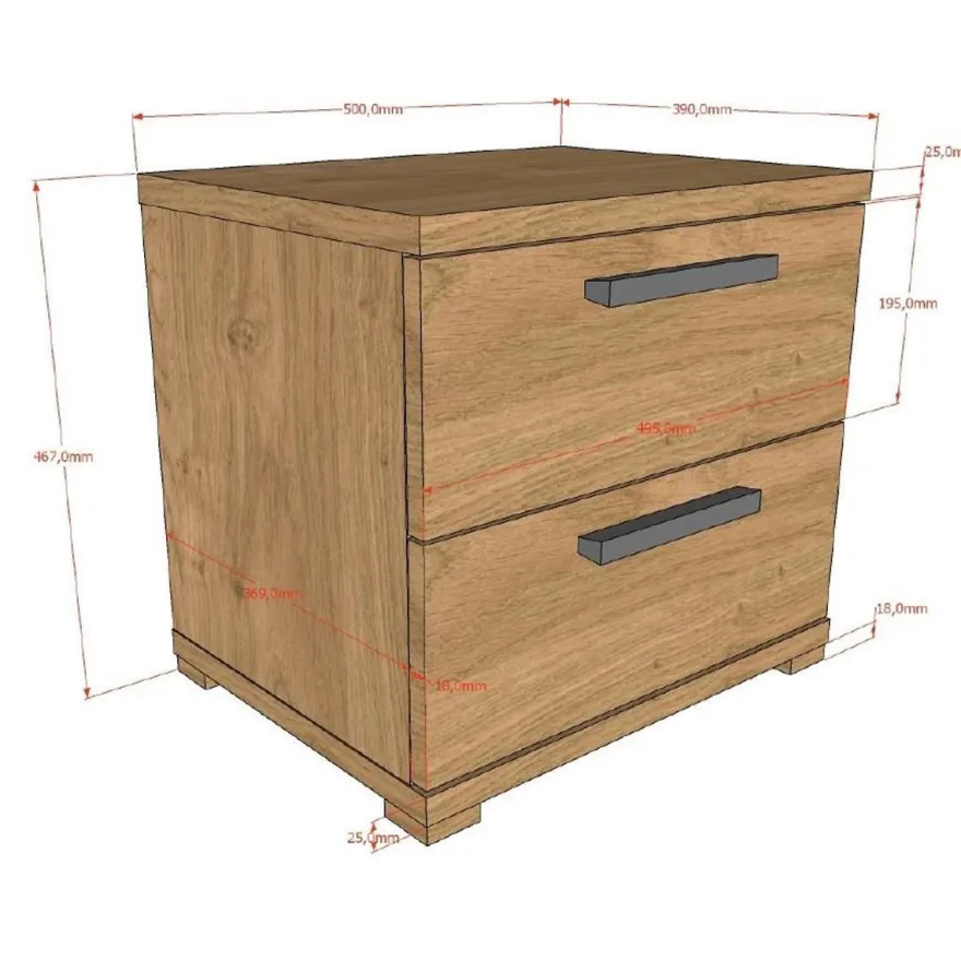 Jugendzimmer Set Keelia Eiche mit Bett Kleiderschrank