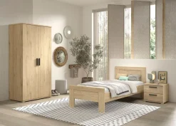Jugendzimmer Set Keelia Eiche mit Bett Kleiderschrank
