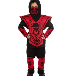 Jungen Ninja Kämpfer Kostüm Ninjago rot/ schwarz Faschingskostüm 4-12 Jahre