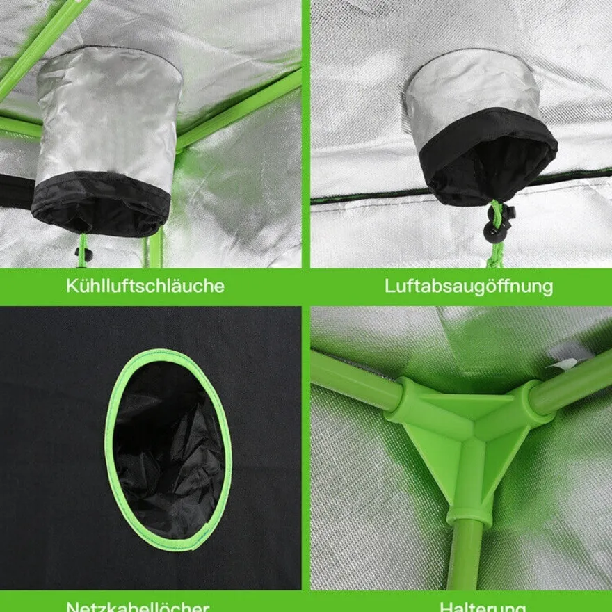 JUNG Growbox Komplettset LED 100x100x200cm Gewächshaus Komplett Set Cannabis