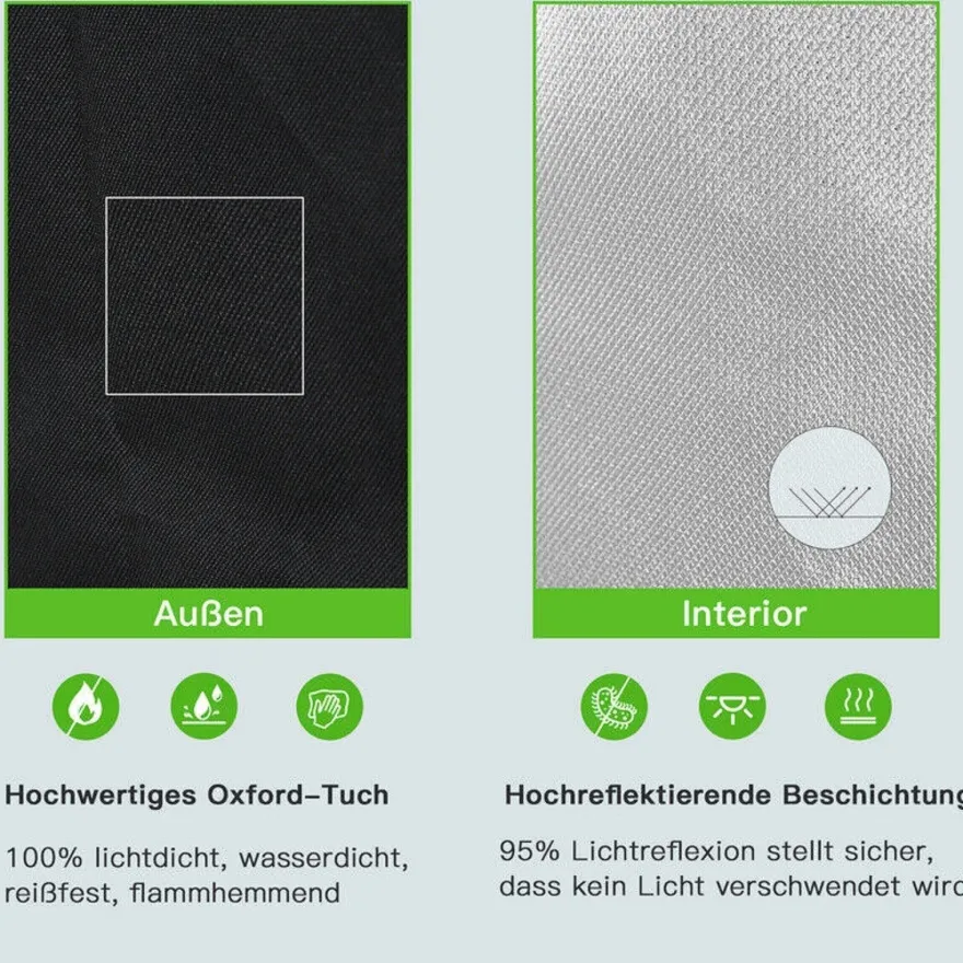 JUNG Growbox Komplettset LED 100x100x200cm Gewächshaus Komplett Set Cannabis