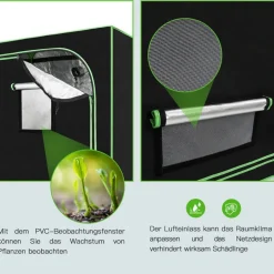 JUNG Growbox Komplettset LED 100x100x200cm Gewächshaus Komplett Set Cannabis