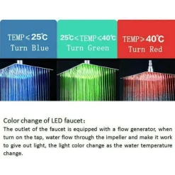 Junsottor Eckige Regendusche 12 Zoll (30x30cm) mit LED, Selbstreinigend