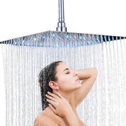 Junsottor Eckige Regendusche 12 Zoll (30x30cm) mit LED, Selbstreinigend