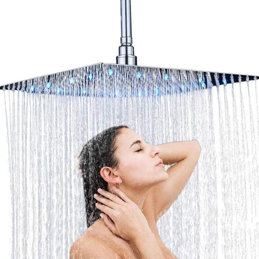Junsottor Eckige Regendusche 12 Zoll (30x30cm) mit LED, Selbstreinigend